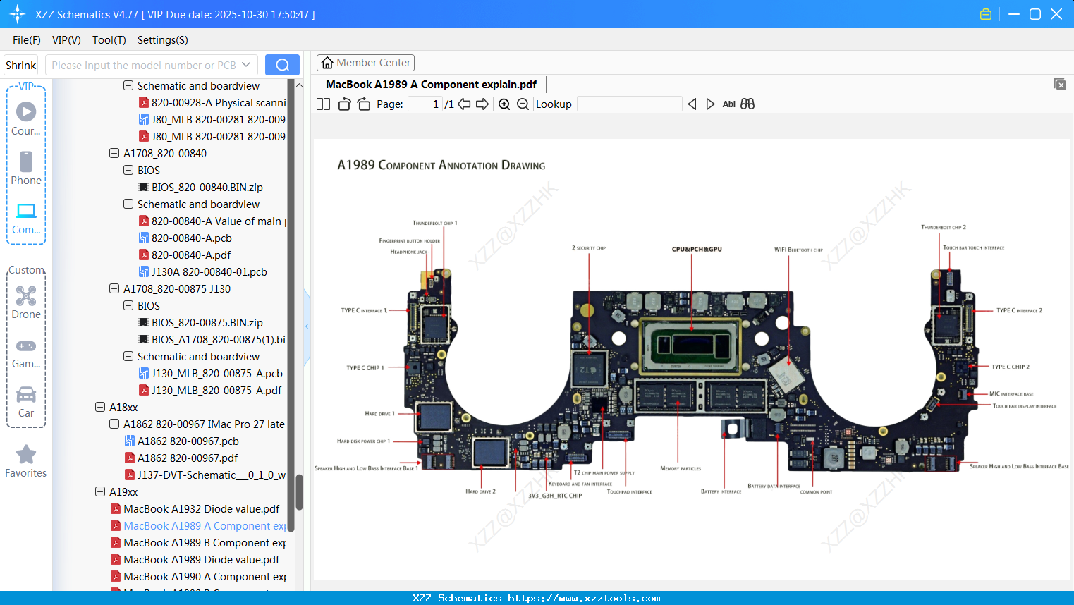 Laptop Apple MacBook A1989 A Component Explain